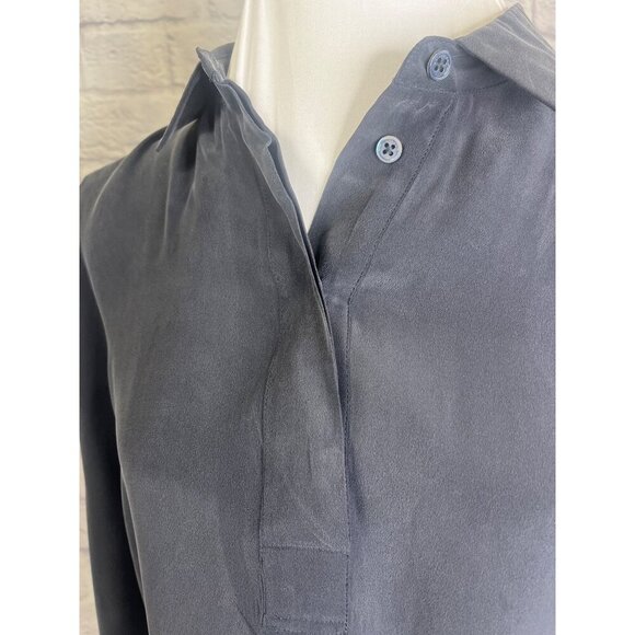 Equipment Silk Dress with Banded Sleeves Black Long Sleeve Ladies Size S/P - Picture 3 of 9